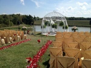 Image of gazebo on the water.